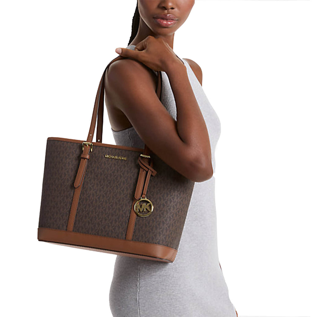 Michael Kors Jet Set Top-Zip Tote Bag, Brown